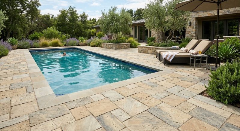 Poolside Hardscaping in Framingham, MA