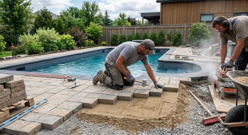 Stone Deck Installation in Framingham, MA